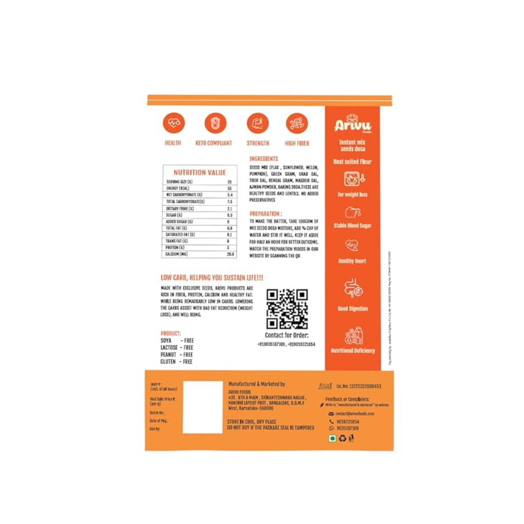 Arivu protein-rich multi seed dosa mix 