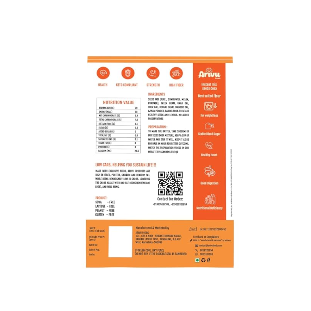 Arivu protein-rich multi seed dosa mix 